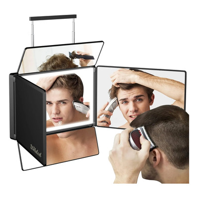 Uhdod 5 Way Espejo Para Cortar El Pelo Con Luz Led, 360° ...