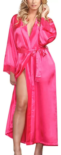 Bata De Baño Larga Tipo Kimono De Seda Para Mujer, Lencería