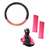 Combo Femenino. Cubre Volante Rosa+ C/ Cinturones+c/ Palanca