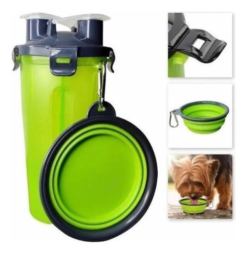 Botella 2 En 1 Para Comida Y Agua Perros Mascota + Plato