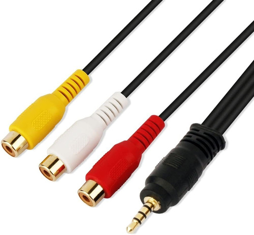 Cable Auxiliar Plug 3,5 Estéreo A 3 Jack Rca  Hembra 1.5 Mts