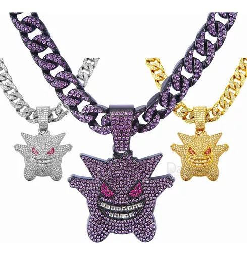 Cubana Cadena Eslabones Gengar Hip Hop Collares De Diamantes