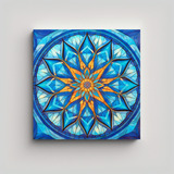 70x70cm Cuadro Mandala Estrella Verde Azulado - Decocuadros