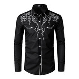 Camisa Negra Vaquera Para Hombre Fiesta Ranchero Vaquero