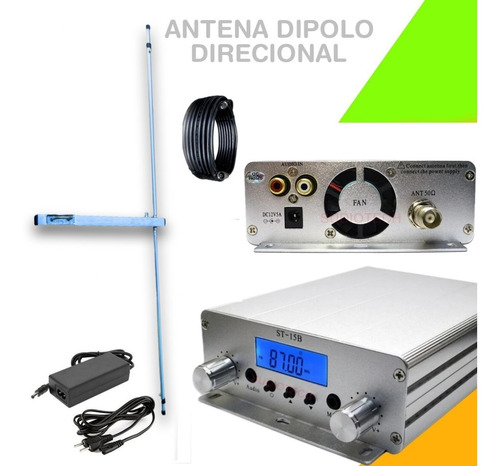 Transmissor Para Rádio Fm 15w D+ Antena Dipolo Direcional
