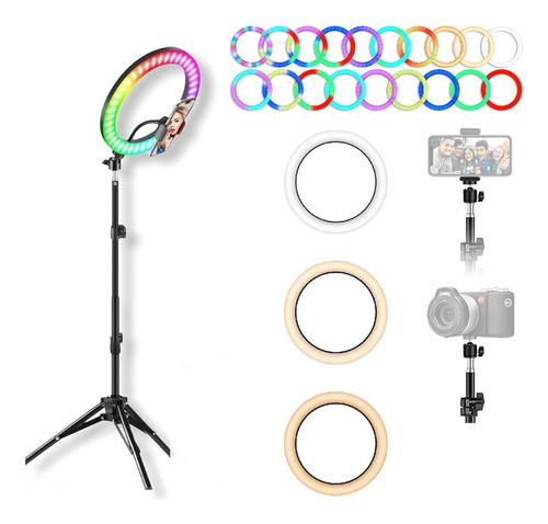 Aro De Luz Rgb Led26cm + Soporte + Trípode 2,10m Inclinación