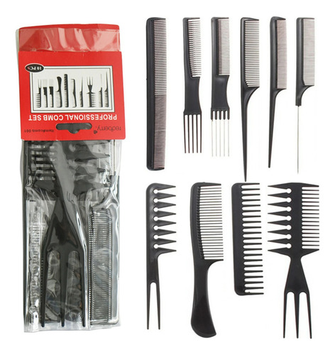 Set De 10 Peinetas Profesionales, Peluquería O Barbería