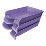 Pack X 3 Bandejas Papeleras Apilables A4 Pizzini Pastel Color Violeta