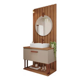 Gabinete Para Banheiro Duna 80cm Espelho P/ Banheiro +painel