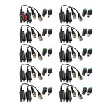 Pack X10 Par Balun Conector Plug Dc Hembra Macho Camara Cctv