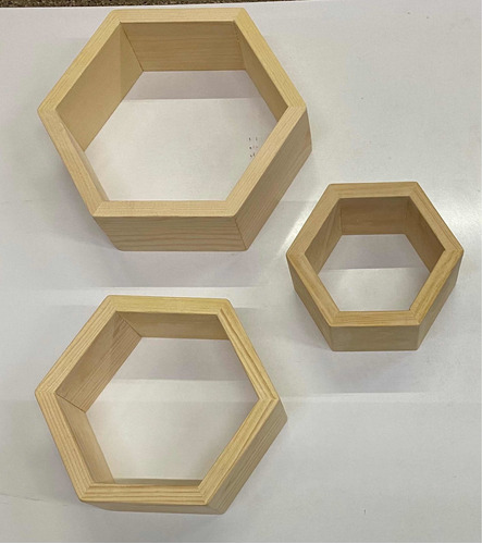 Repisas Hexagonales  Flotante De Madera