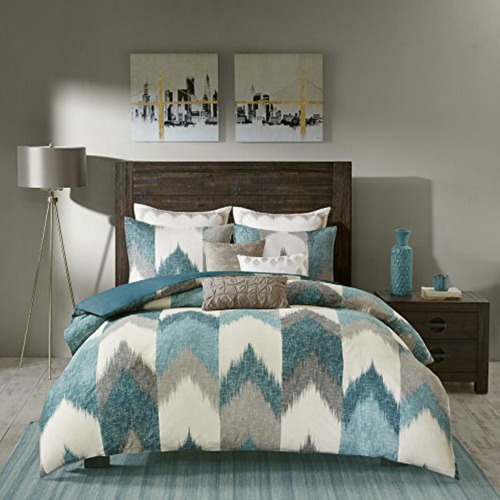 Ink+ivy Alpine Duvet Cover King/cal King Size Aqua, Grey,