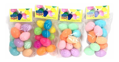 72 Mini Huevos Cascarones Plastico Vac Pascua Colores Fiesta