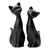 Qianling 2 Estatuas De Gato Negro, Mini Figuras De Gato Para