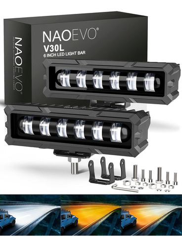 Naoevo - Barra De Luces Led De 15.24 cm, 50 w 2300 lm, Faros