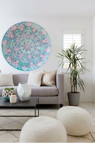 Cuadro Mandala Floral Moderna Pintando A Mano 