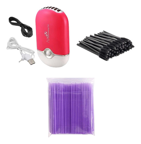 Combo De Ventilador De Pestañas+50 Cepillos+100 Microbrush