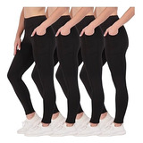 4 Paquete Leggings Yoga Atléticos Ajustados  Con Bolsillos