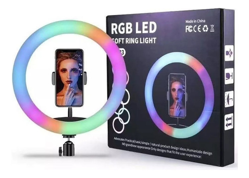 Ring Light 8 P Colorida 20 Com Tripé De Mesa Youtuber Rgb