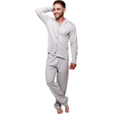 Pijama Masculino Aberto Americano Manga Longa Calça Inverno