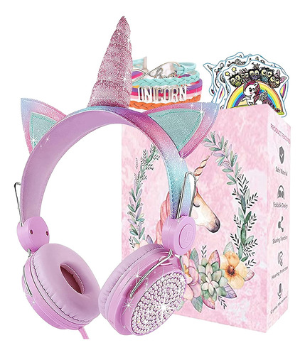 Auriculares Estereo Con Microfono Unicornio Rosa Piños