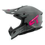 Capacete De Moto Feminino Fechado Motocross Fast 788 Grey Cor Rosa Fosco Tamanho Do Capacete 60