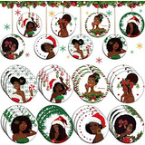 24 Adornos De Navidad Afroamericanos De Madera Adornos Colga