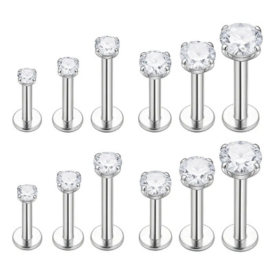 12pzs Piercing De Titanio Con Top Zirconia Corazón 6-10mm | MercadoLibre