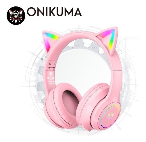 Auriculares Onikuma B90 Rgb Cat Ear Fone De Ouvido Sem Fio P