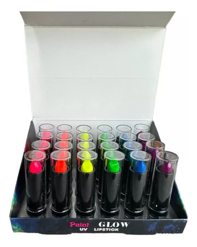 Caja De 24 Lápiz Pinta Cara Colores Flúor Glow Uv Neón 