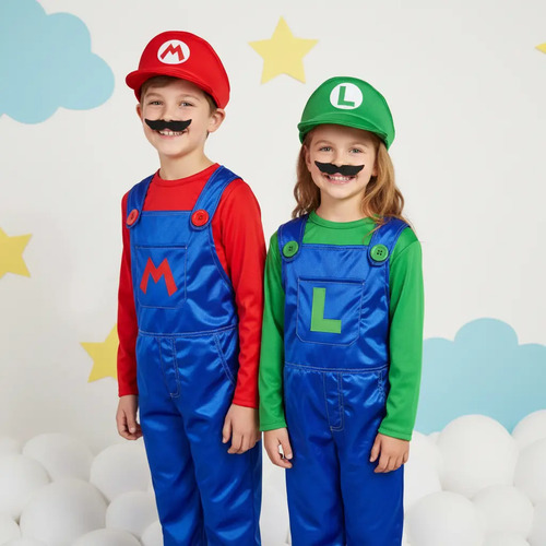 Disfraz De Mario Bros Traje Mariio Y Luigi Cosplay Para Niños | Meses sin interés