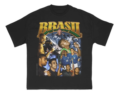 Camiseta Vintage Seleção Brasil Fut 2006 Graphic Tee Algodão