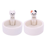 Xiaery Candelabro De Resina Con Forma De Gato (blanco