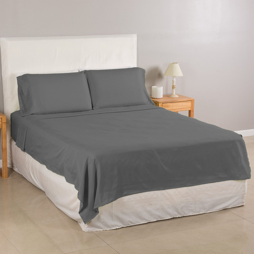 Tienda Velox Cotton Touch 1 1/2 Plaza Color Gris Oscuro 190x100cm