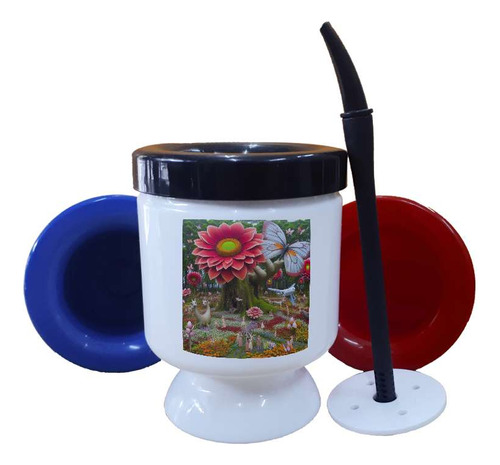 Mate Plastico Jardin De Gigantes Flor Mariposa Hada M4