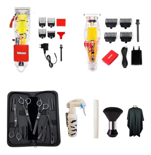 Kit Barbeiro Wmark Maquinas Corte 108 + Acab 202 + Tesouras