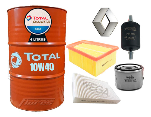 Cambio De Aceite Total 10w40 + Kit De Filtros Kangoo Ll 1,6