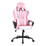 Silla Gamer Rosa Ergonómica Con Soporte Lumbar