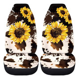 Fundas De Asiento De Coche Con Estampado De Vaca De Girasol 