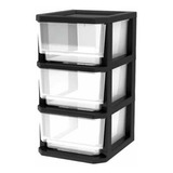 Cajonero Organizador De 3 Cajones Amplio Estra Transparente Color Negro Liso