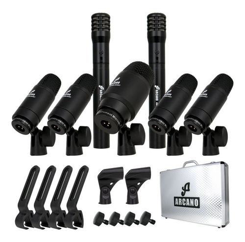 Arcano Kit De Microfones Para Bateria Am-penblack7 C/ Maleta