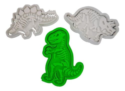 Kit 3 Cortadores De Galletas Diferentes Diseños Dinosaurios