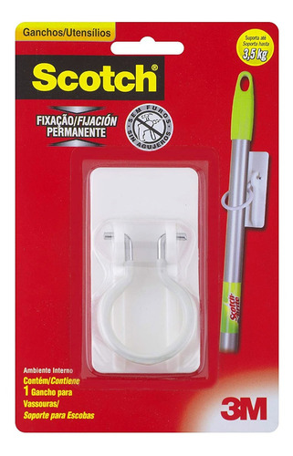 Suporte Adesivo Para Vassouras 3m Scotch 3,5kg Branco