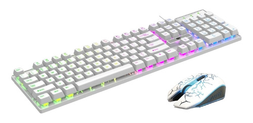 Combo Teclado Español Mouse Gamer Luces Rgb Usb Alámbrico 