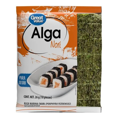 Alga Marina Great Value Nori Deshidratada Para Sushi 26 G | MercadoLibre