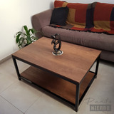 Mesa Ratona Industrial Hierro Con Doble Tapa Madera 90x60 