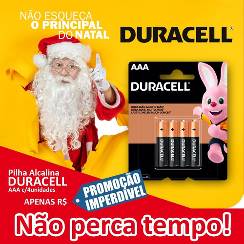 Pilha Duracell Aa C/4 - Kit C/3 Cartelas