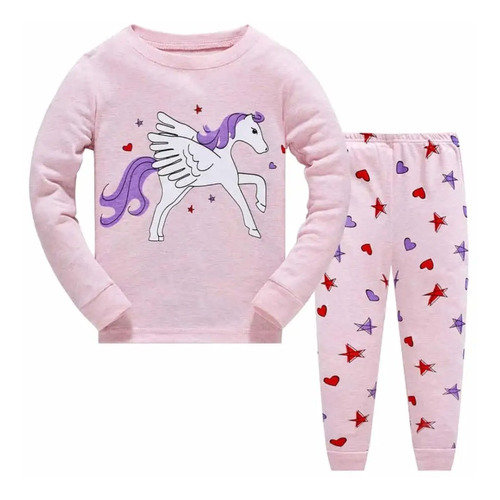 Pijama Para Niñas Unicornio Conjunto Algodón 2 Piezas Verano