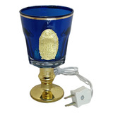 Lámpara Veladora Virgen De Guadalupe Azul Dorado Foco Flama