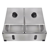 Condimentadora Pizzarola Profissional 2 Cubas Parede Bancada Cor Inox